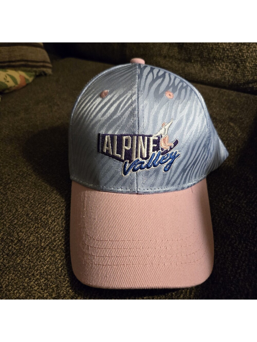 NWT Alpine Valley Satin Dad Hat Pink Baby Blue Snapback Baseball Cap Embroidered